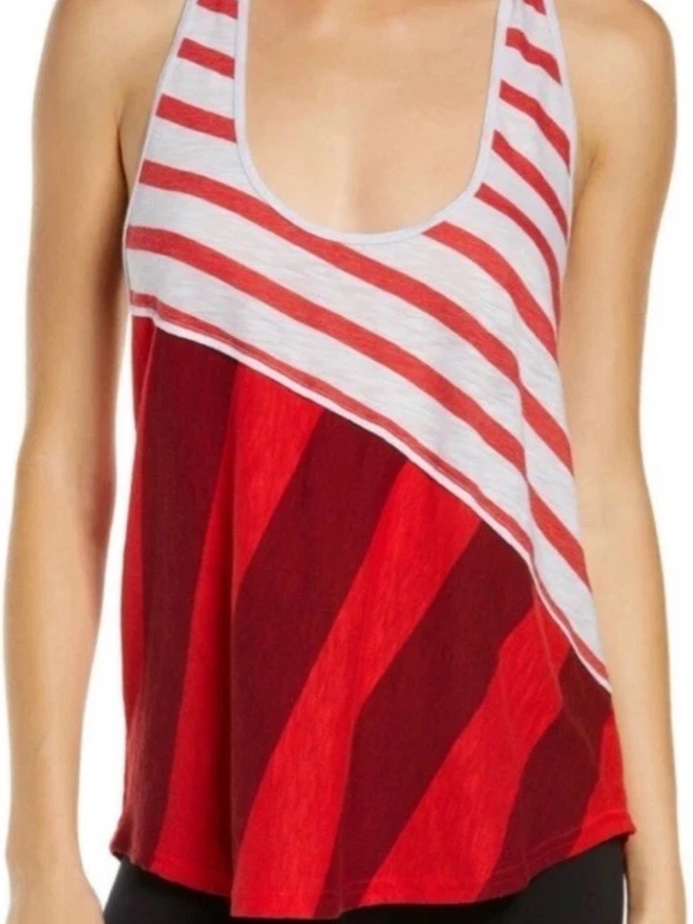 Free People Movement Keep Rolling Red Stripe Racerback Tank Women’s Small